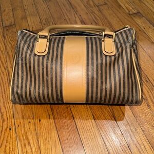 *Low Start* Fendi Striped Brown and Tan Rehab Bag - Purse Fair Condition